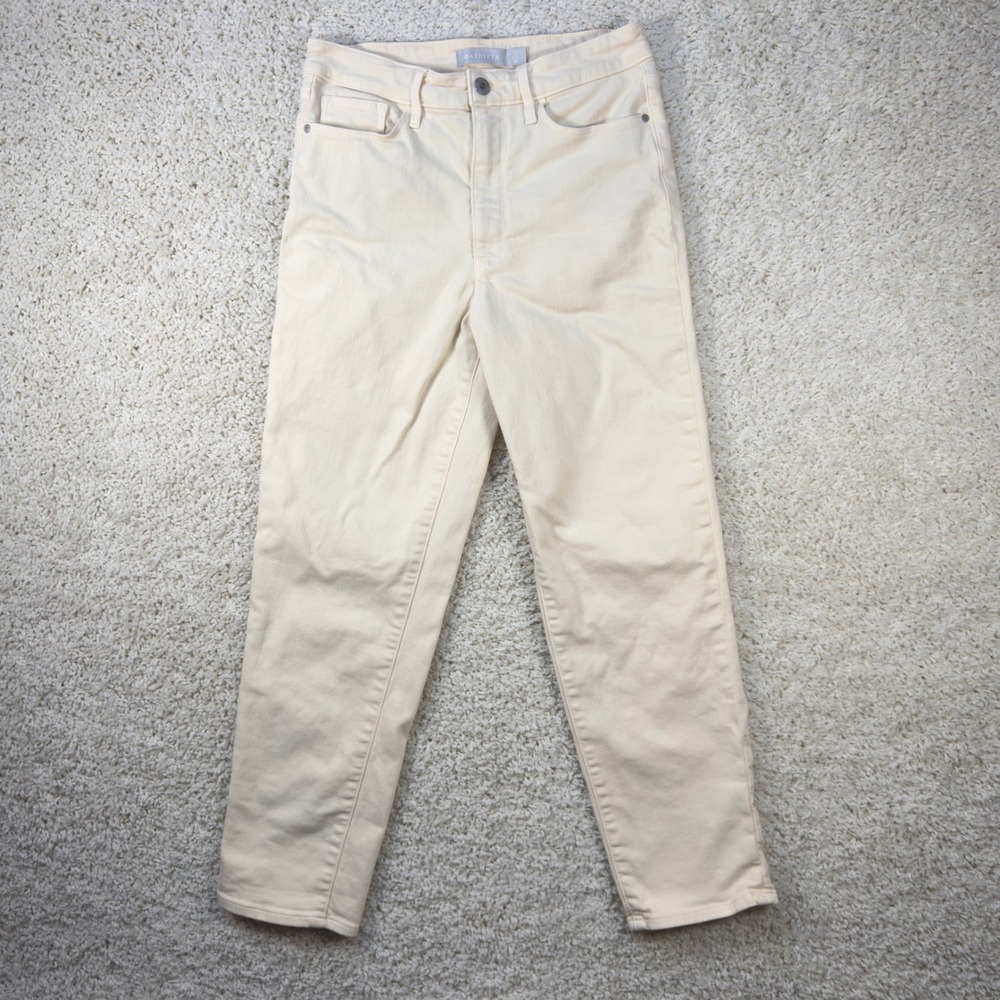 Athleta Sculptek Straight Leg Jeans Womens 6 Cream Bone High Rise Coastal